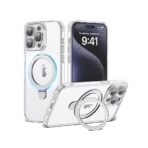Mtyseeit Brand Clear iPhone 15 Case with Magnetic Stand Compatible with Mag-Safe Shockproof Phone Case